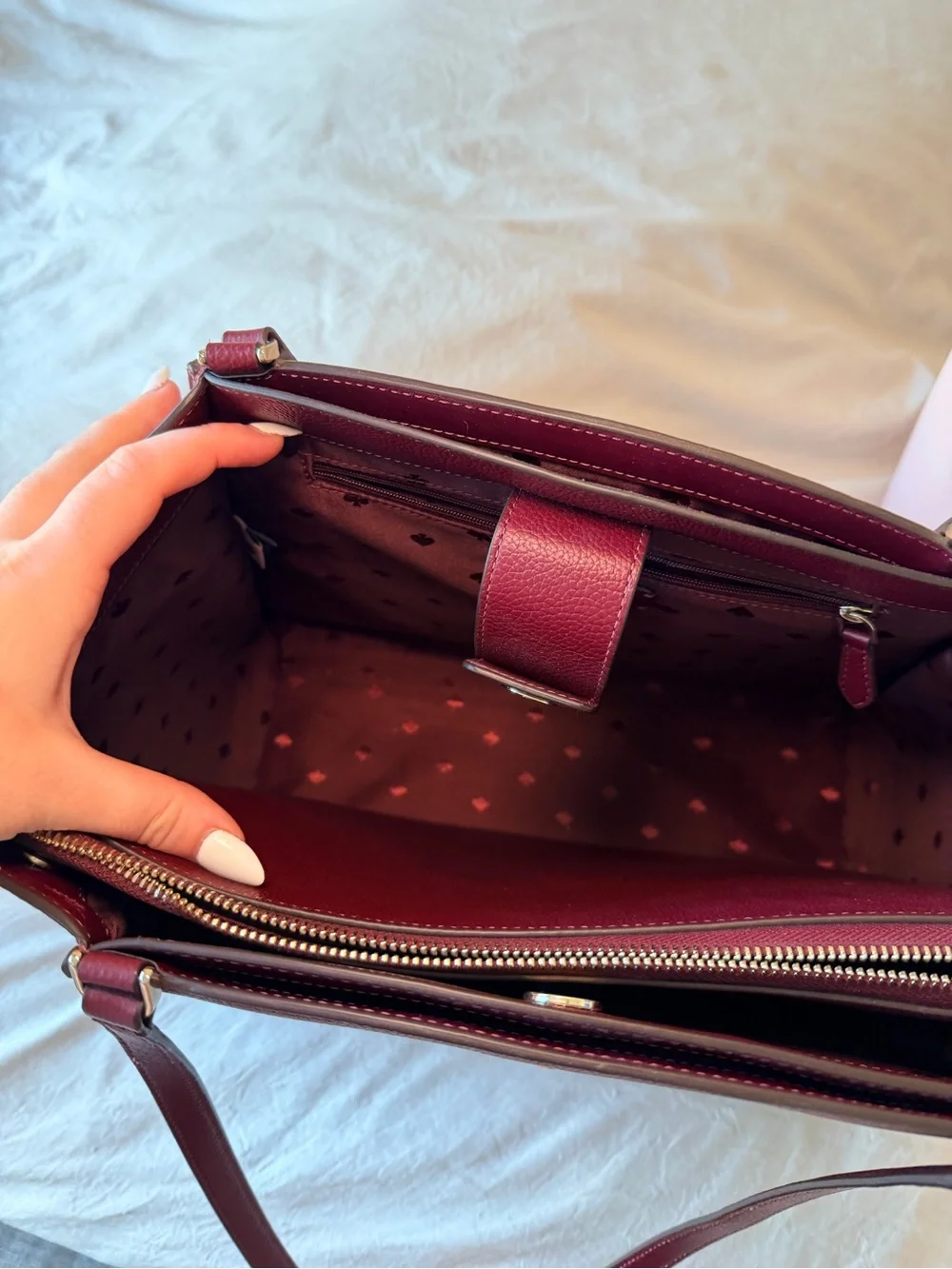 kate spade Deep Burgundy Pebbled Leather Shoulder Bag